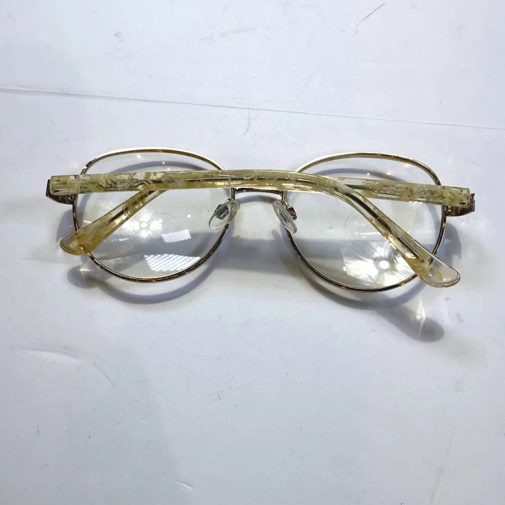 Vintage Zyloware TM509 Eyeglass Frames only 50-19-135 Cream Marble Gold Round